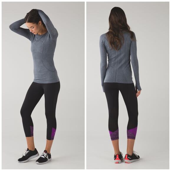 Lululemon Pace Rival Running Crop 22” Leggings Tender Violet Purple Black 4 - Picture 1 of 16